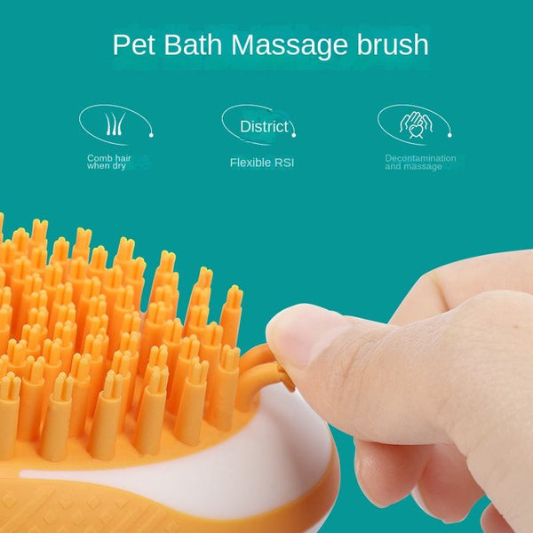Dog Cat Bath Brush 2-in-1 Pet SPA Massage Comb Soft Silicone Pets Shower Hair Grooming