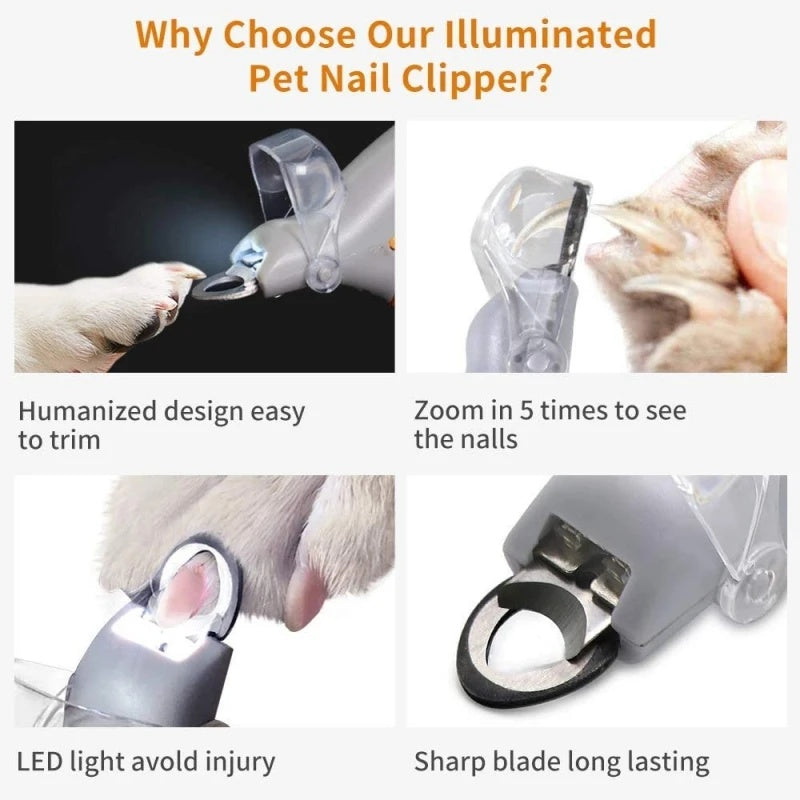 Multi-Function Pet Nail Clippers with LED Light – Dog & Cat Grooming Tool