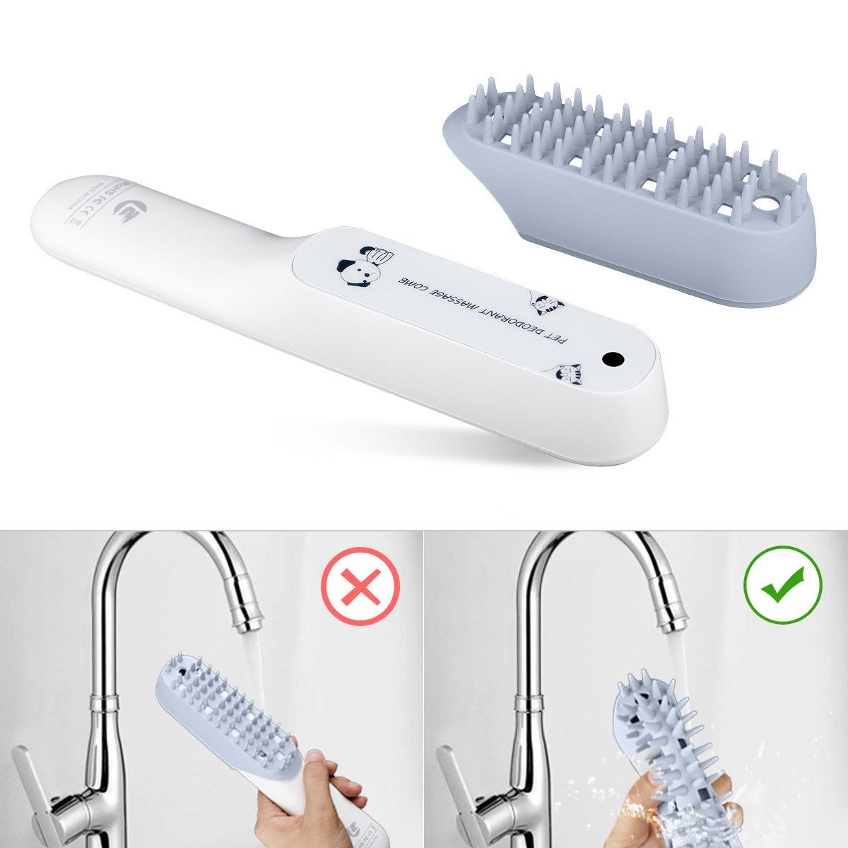 Dog Grooming Silicone Massage Brush, Deodorant Cleaning Comb for Fur Removal