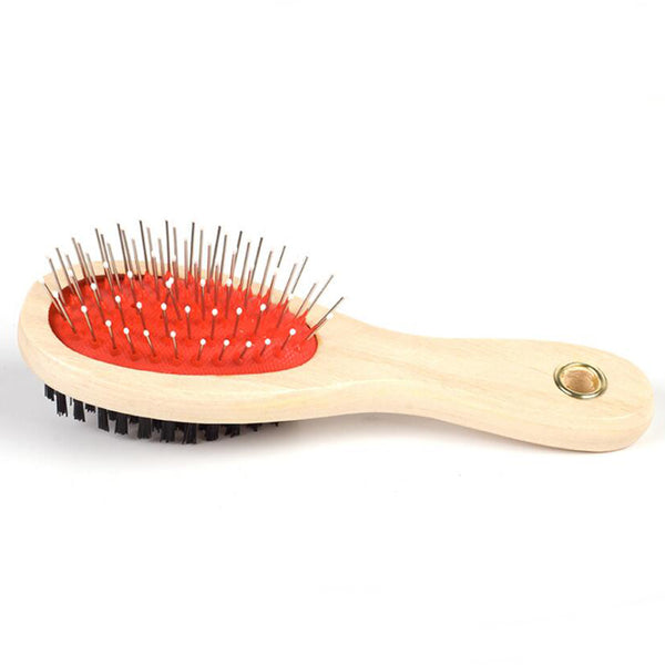 Adorable Dog Hair Grooming Dual-Use Comb With Wooden Handle