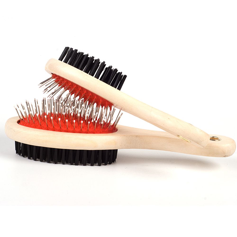 Adorable Dog Hair Grooming Dual-Use Comb With Wooden Handle