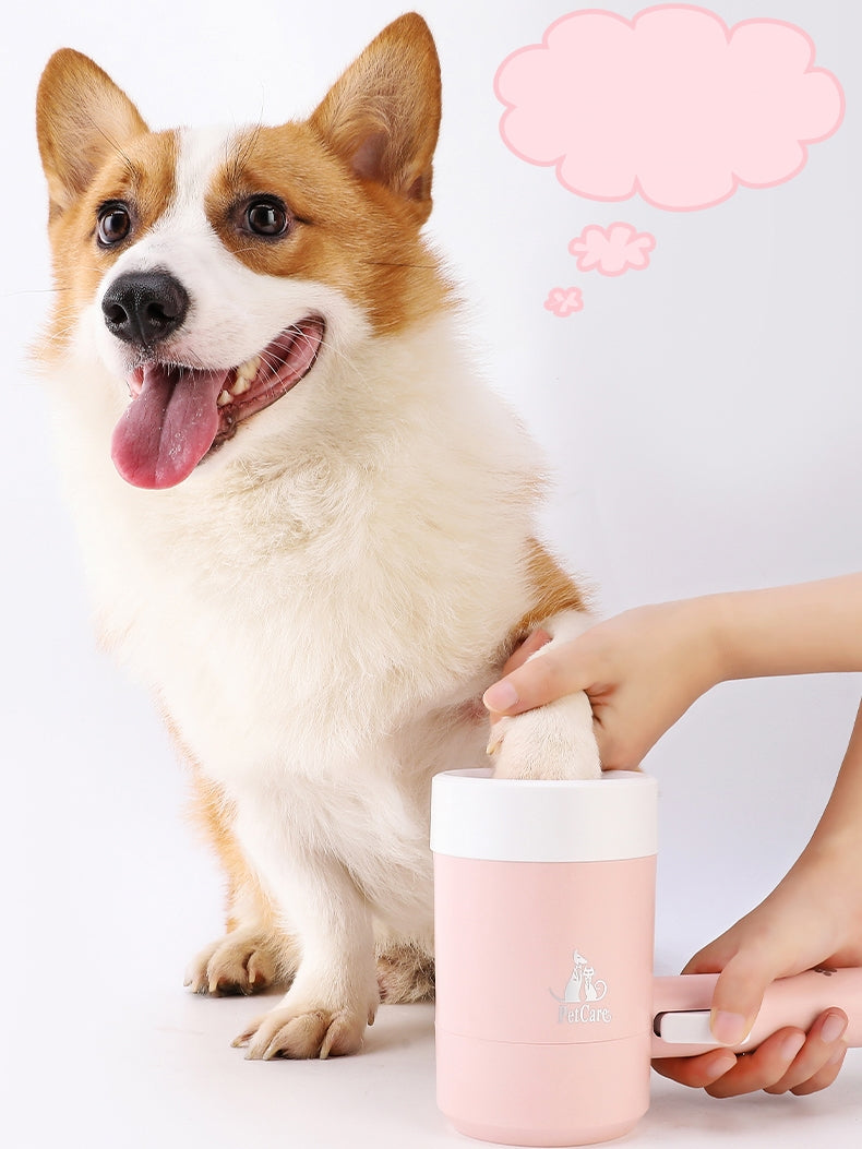 Dog Paw Cleaner Cup with Soft Silicone Combs, Portable Pet Foot Washer for Dogs & Cats
