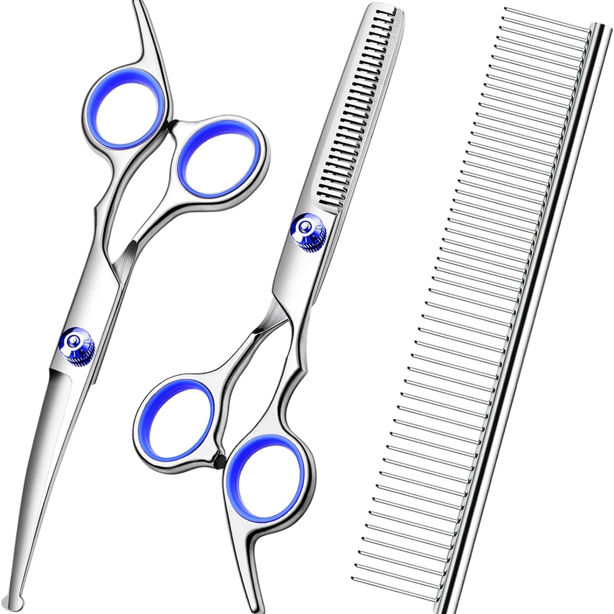 Scissors Kit – Stainless Steel Curved & Thinning Scissors with Comb