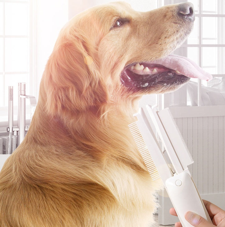 Dog & Cat Grooming Comb, Stainless Steel Curly Hair Removal Brush with Non-Slip Handle