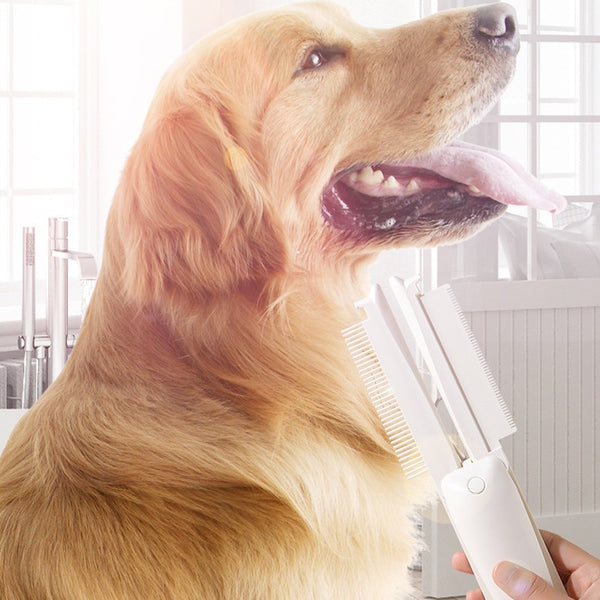 Dog & Cat Grooming Comb, Stainless Steel Curly Hair Removal Brush with Non-Slip Handle
