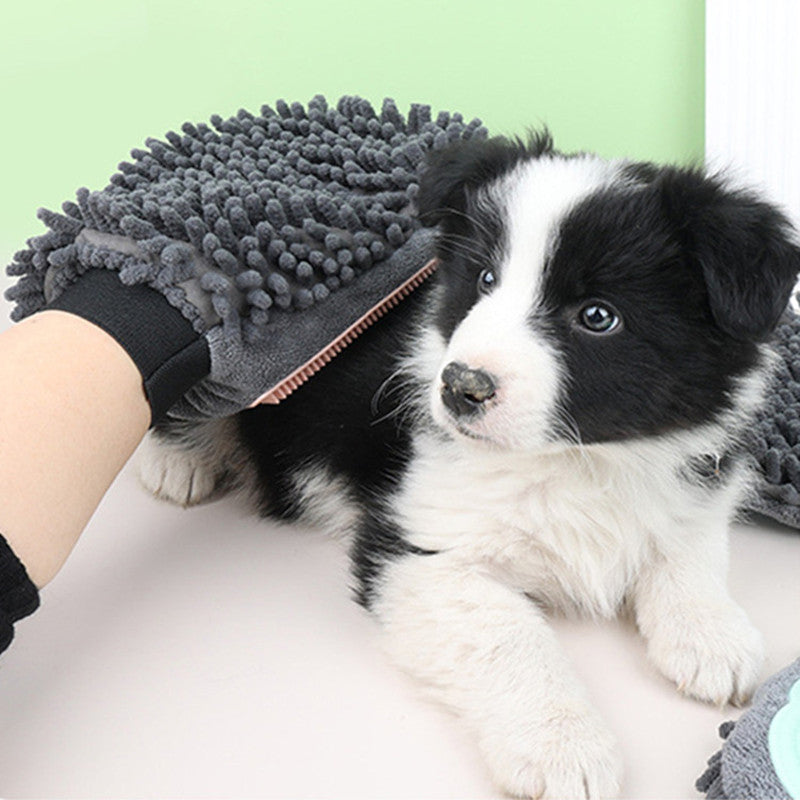 Dog & Cat Bathing Grooming Glove, 2-in-1 Cleaning, Massage & Drying Brush