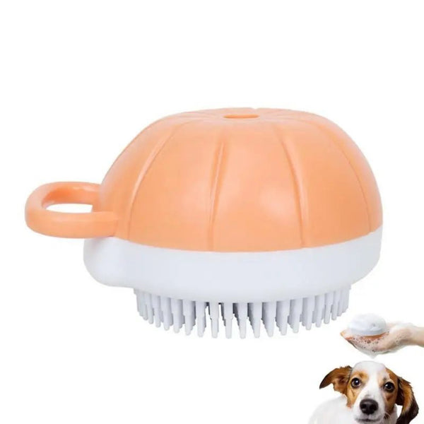 Dog Grooming Bath Scrubber, Silicone Massage Brush with Shampoo Dispenser