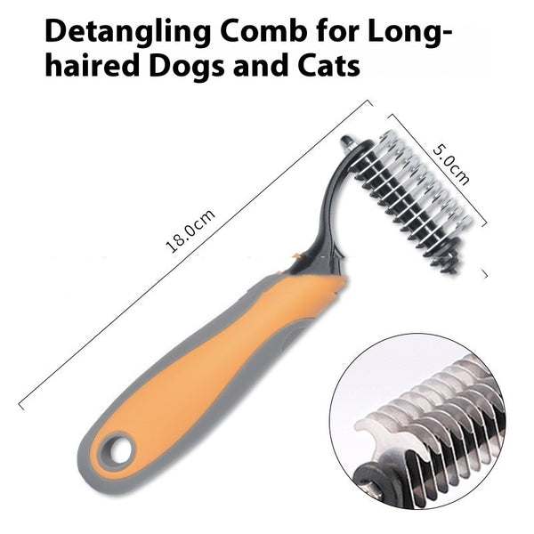 Pet Fur Knot Cutter – Double-Sided Dog & Cat Grooming Comb