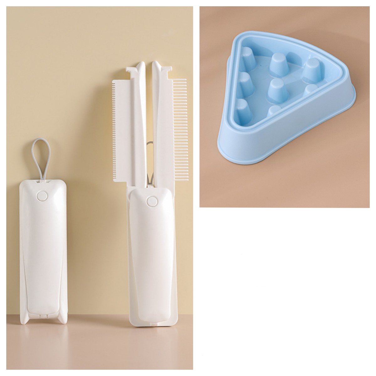 Dog & Cat Grooming Comb, Stainless Steel Curly Hair Removal Brush with Non-Slip Handle