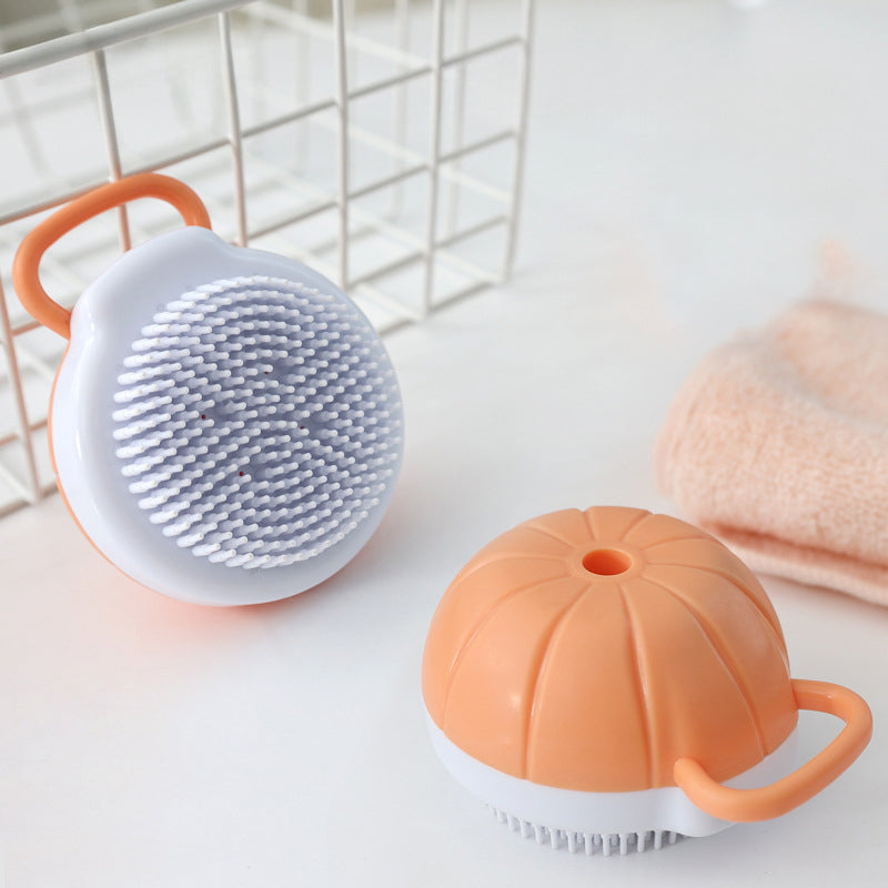 Dog Grooming Bath Scrubber, Silicone Massage Brush with Shampoo Dispenser