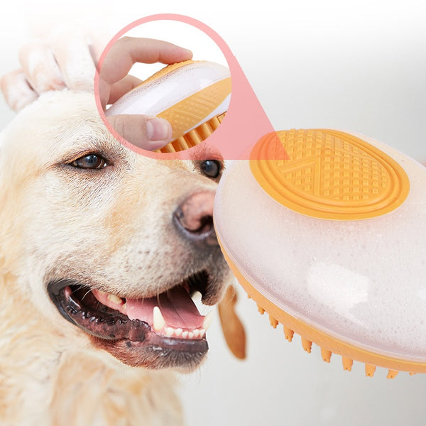 Dog Cat Bath Brush 2-in-1 Pet SPA Massage Comb Soft Silicone Pets Shower Hair Grooming