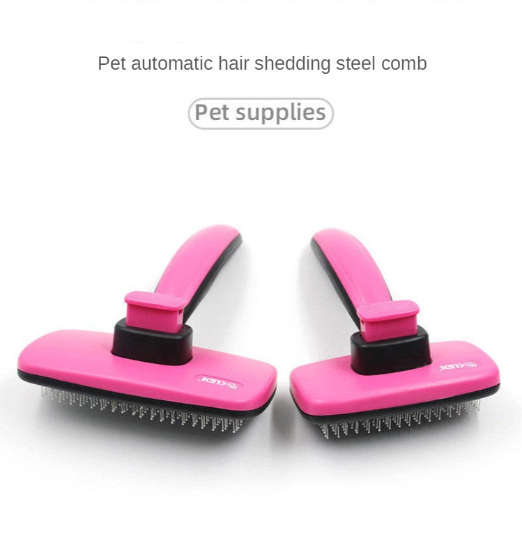 Dog & Cat Grooming Comb, Stainless Steel Curly Hair Removal Brush with Non-Slip Handle