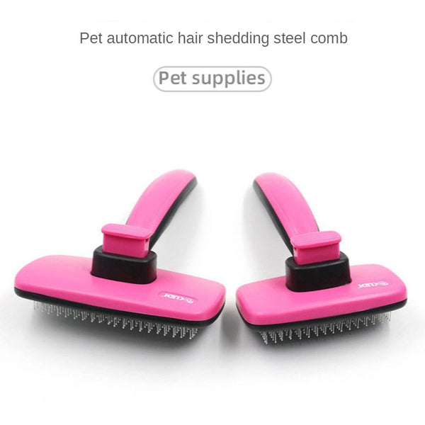 Dog & Cat Grooming Comb, Stainless Steel Curly Hair Removal Brush with Non-Slip Handle