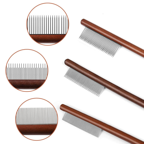 Wooden Handle Pet Grooming Comb – Dog & Cat Hair Tool