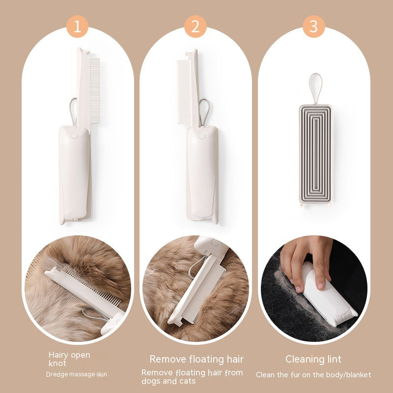 Dog & Cat Grooming Comb, Stainless Steel Curly Hair Removal Brush with Non-Slip Handle