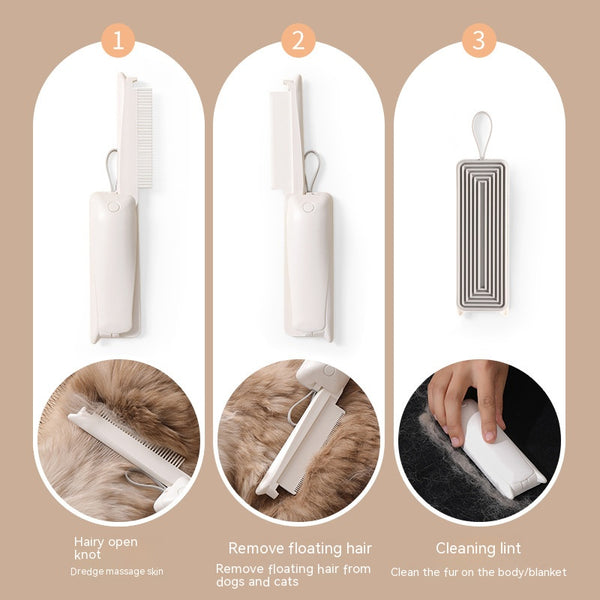Dog & Cat Grooming Comb, Stainless Steel Curly Hair Removal Brush with Non-Slip Handle