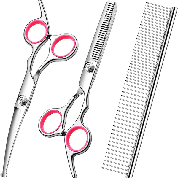Scissors Kit – Stainless Steel Curved & Thinning Scissors with Comb