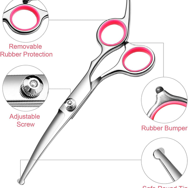 Scissors Kit – Stainless Steel Curved & Thinning Scissors with Comb