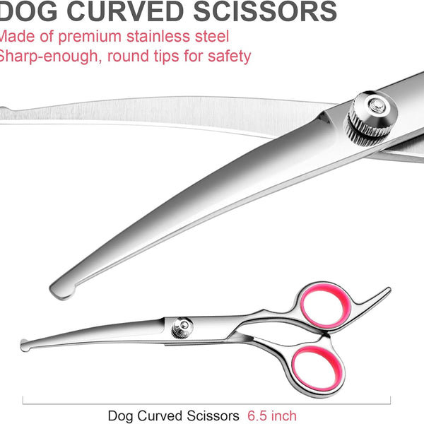 Scissors Kit – Stainless Steel Curved & Thinning Scissors with Comb