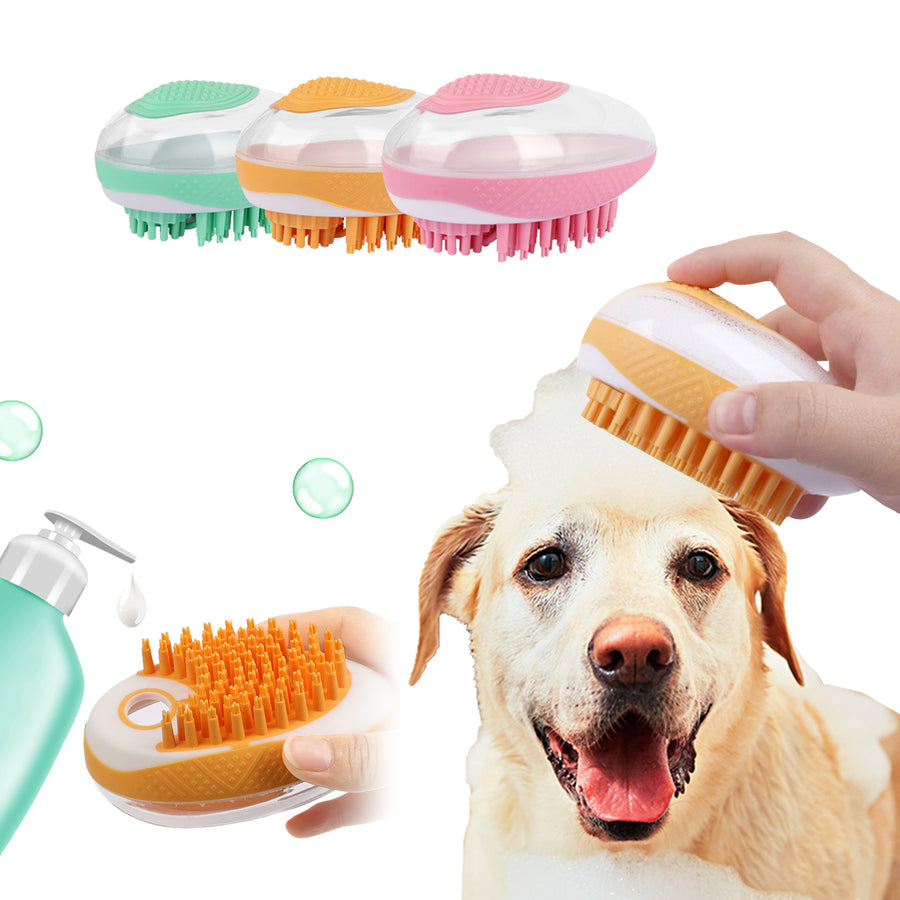 Dog Cat Bath Brush 2-in-1 Pet SPA Massage Comb Soft Silicone Pets Shower Hair Grooming