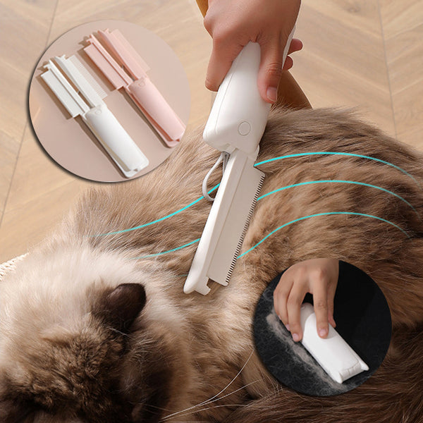 Dog & Cat Grooming Comb, Stainless Steel Curly Hair Removal Brush with Non-Slip Handle
