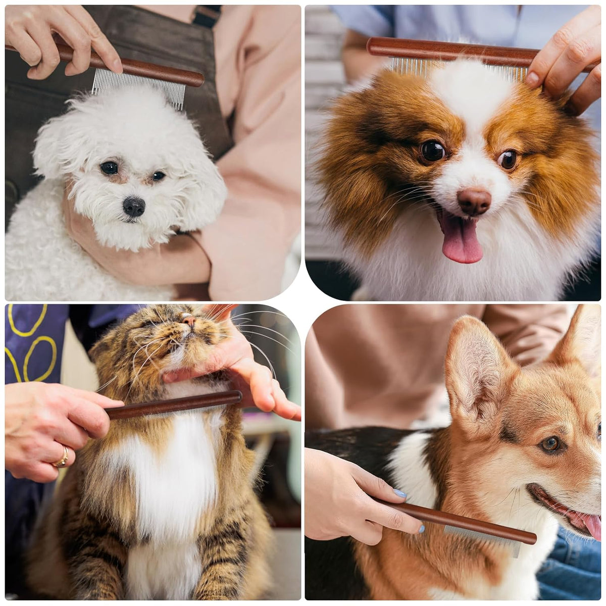 Wooden Handle Pet Grooming Comb – Dog & Cat Hair Tool