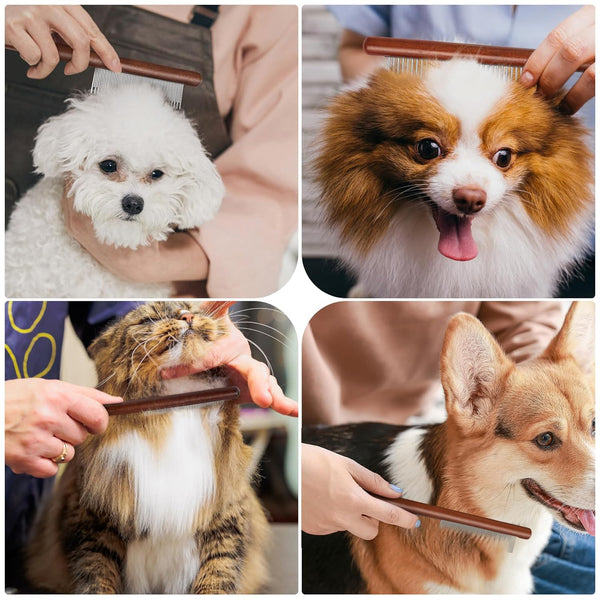 Wooden Handle Pet Grooming Comb – Dog & Cat Hair Tool