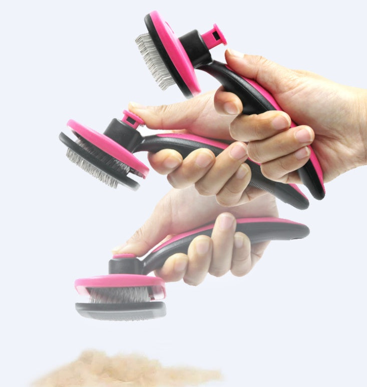 Dog & Cat Grooming Comb, Stainless Steel Curly Hair Removal Brush with Non-Slip Handle