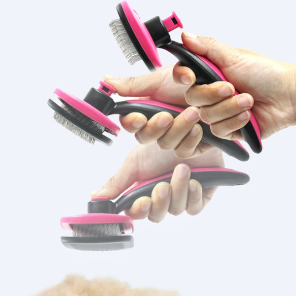 Dog & Cat Grooming Comb, Stainless Steel Curly Hair Removal Brush with Non-Slip Handle
