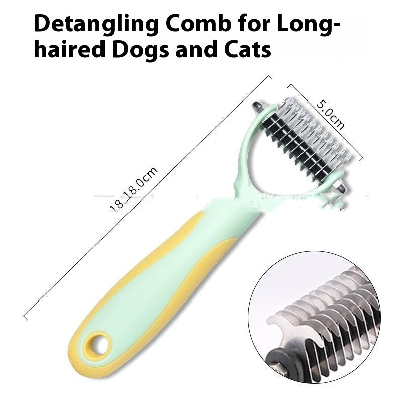 Pet Fur Knot Cutter – Double-Sided Dog & Cat Grooming Comb
