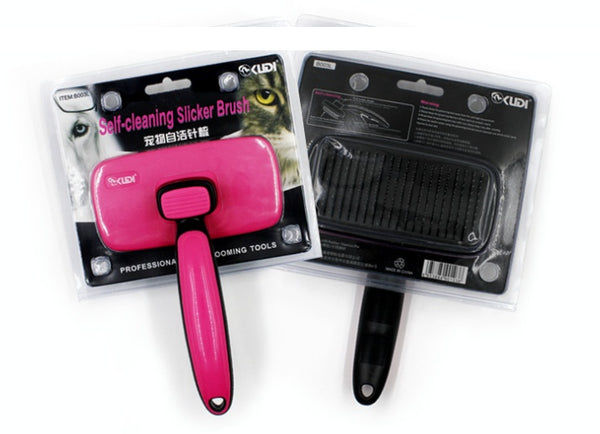 Dog & Cat Grooming Comb, Stainless Steel Curly Hair Removal Brush with Non-Slip Handle
