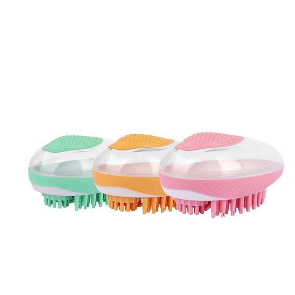 Dog Cat Bath Brush 2-in-1 Pet SPA Massage Comb Soft Silicone Pets Shower Hair Grooming