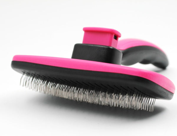 Dog & Cat Grooming Comb, Stainless Steel Curly Hair Removal Brush with Non-Slip Handle