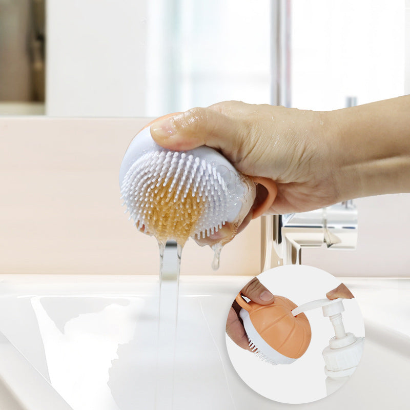 Dog Grooming Bath Scrubber, Silicone Massage Brush with Shampoo Dispenser