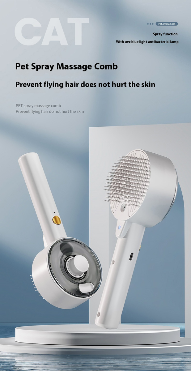 Remover Steam Brush, Self-Cleaning Pet Grooming Accessory